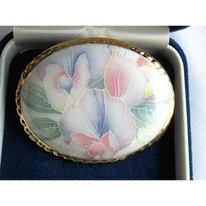 Vintage Aynsley Fine English Bone China Brooch Pin Floral Flowers With Box